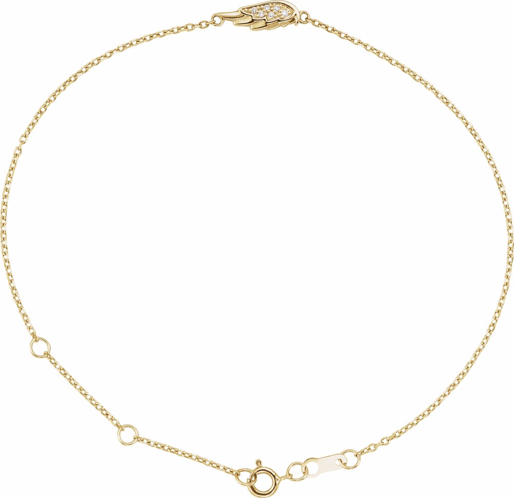 14K Yellow Gold .015 CTW Natural Diamond Angel Wing 6 1/2-7 1/2" Bracelet