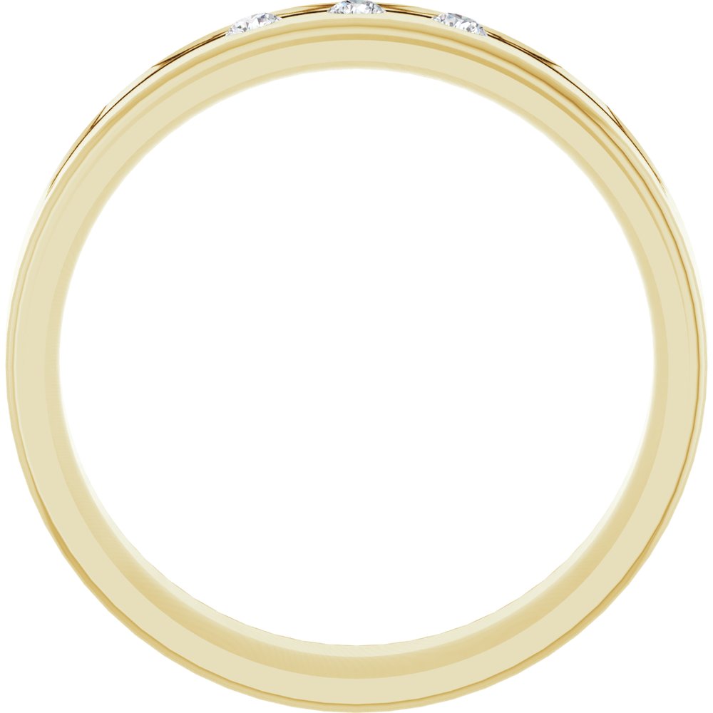 14K Yellow 1/10 CTW Natural Diamond Grooved Band