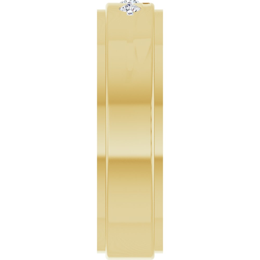 14K Yellow 1/10 CTW Natural Diamond Grooved Band