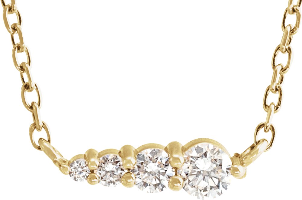 14K Yellow 1/10 CTW Natural Diamond Graduated 16" Necklace