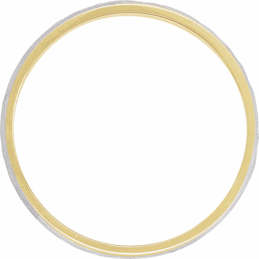 14K Yellow/White 7 mm Stepped-Edge Inlay Flat Band