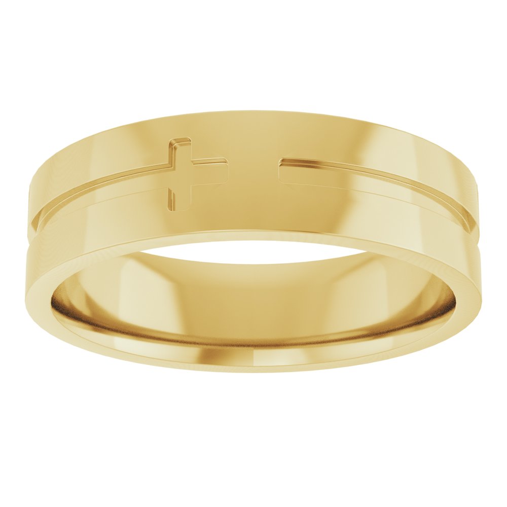 10K Yellow Gold 6 mm Cross Flat Band Size 11
