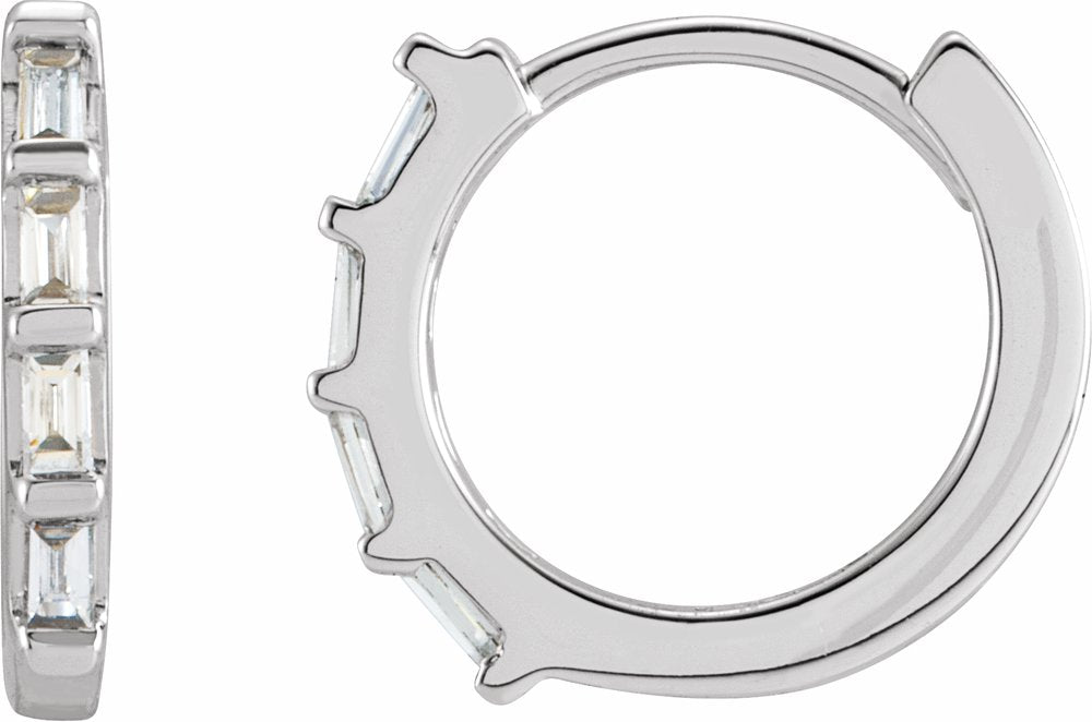 14K White Gold 1/10 CTW Natural Diamond Huggie Earrings