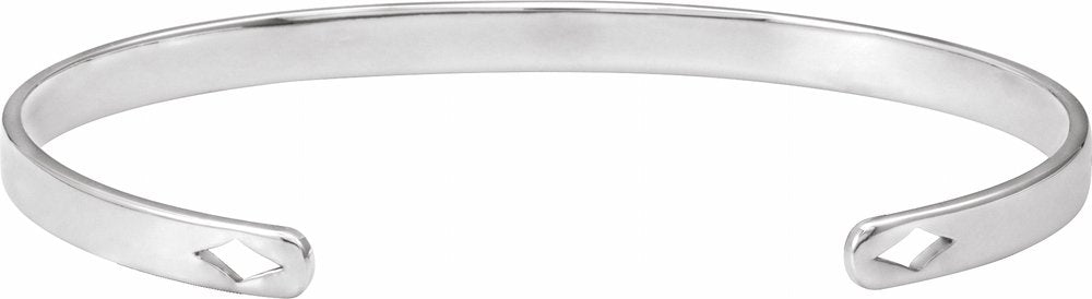 Sterling Silver Engravable Pierced Diamond Cuff 7" Bracelet
