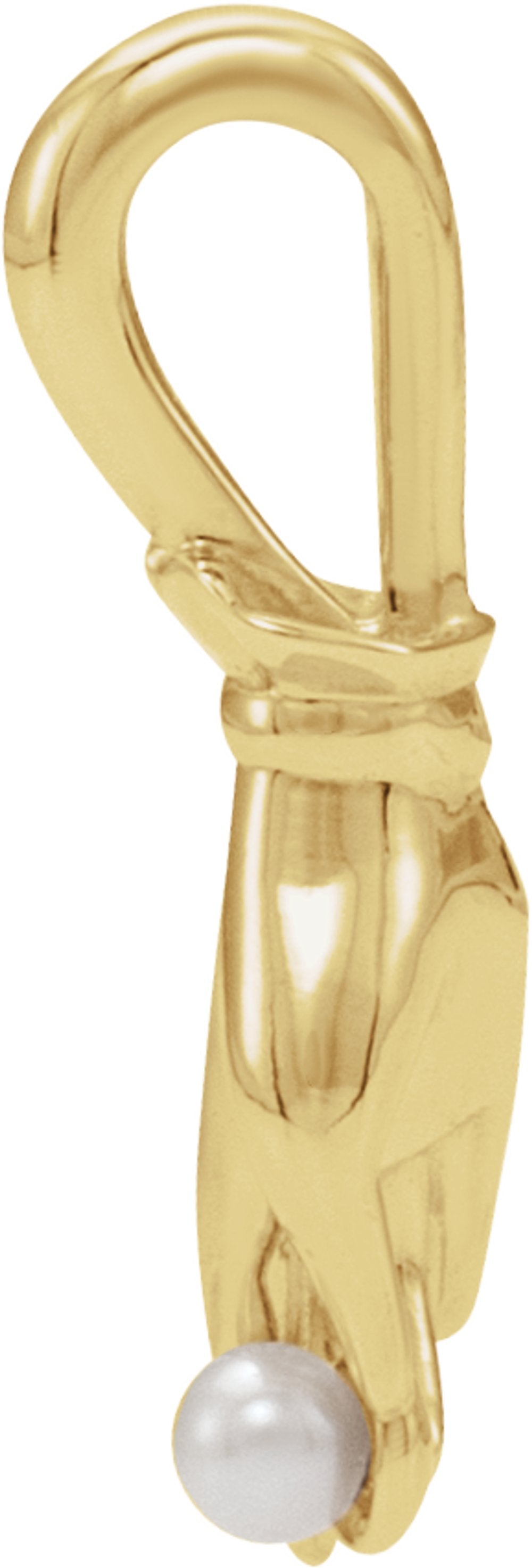 14K Yellow Gold Cultured White Seed Pearl Buddha Hand Pendant