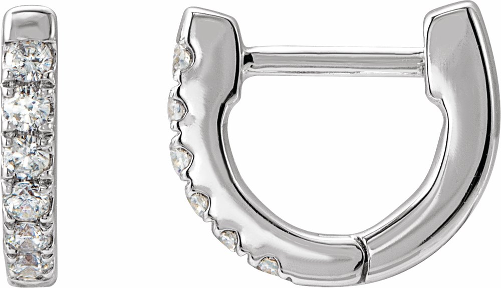 14K White Gold 1/8 CTW Natural Diamond Hoop Earrings