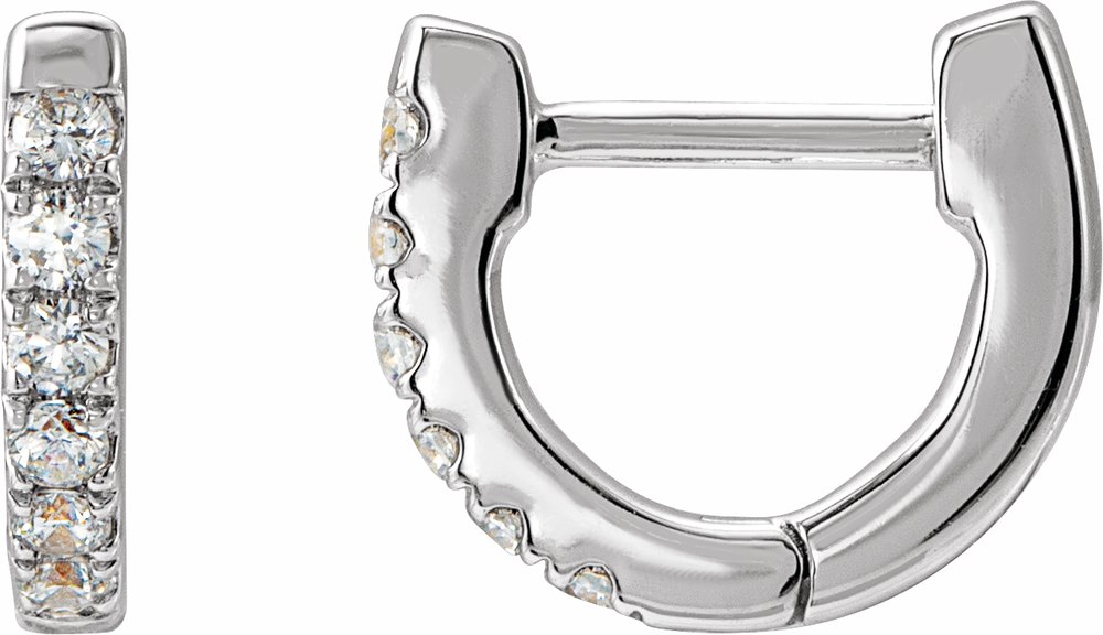 14K White Gold 1/8 CTW Natural Diamond Hoop Earrings