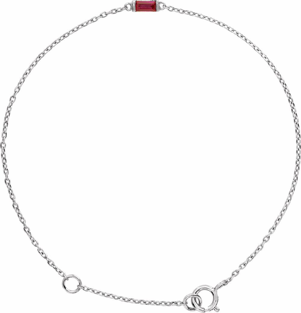 Sterling Silver Natural Ruby 6 1/2-7 1/2" Bracelet
