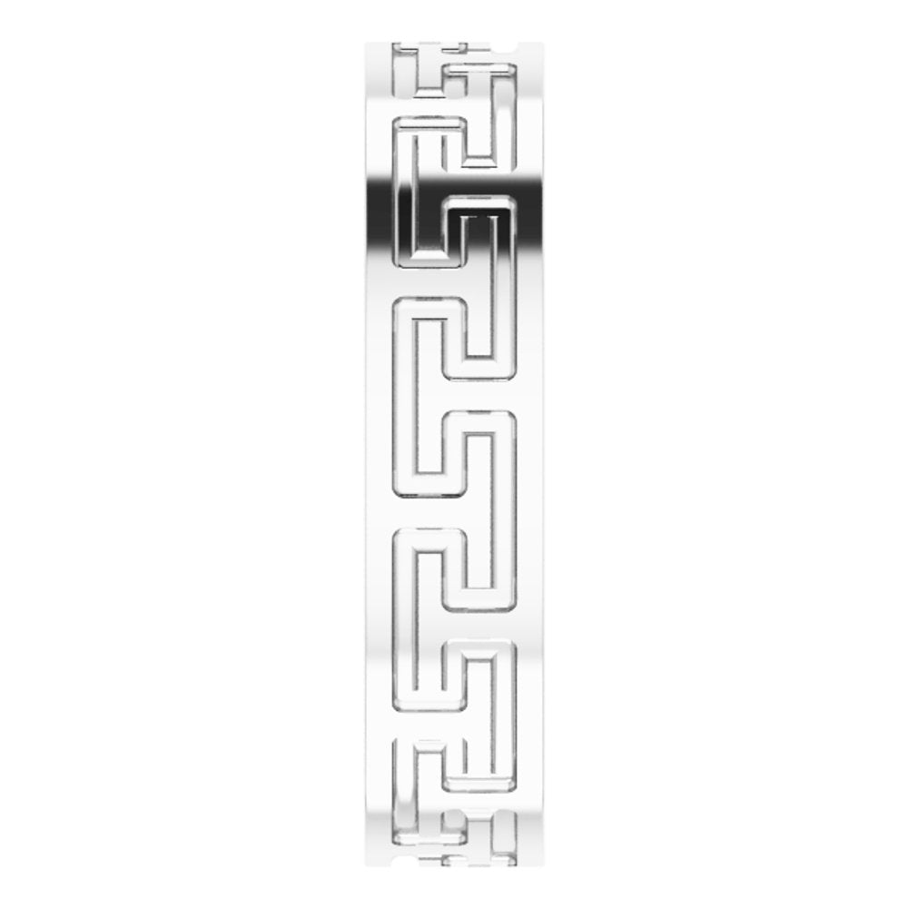 Sterling Silver 5 mm Greek Key Flat Band Size 10