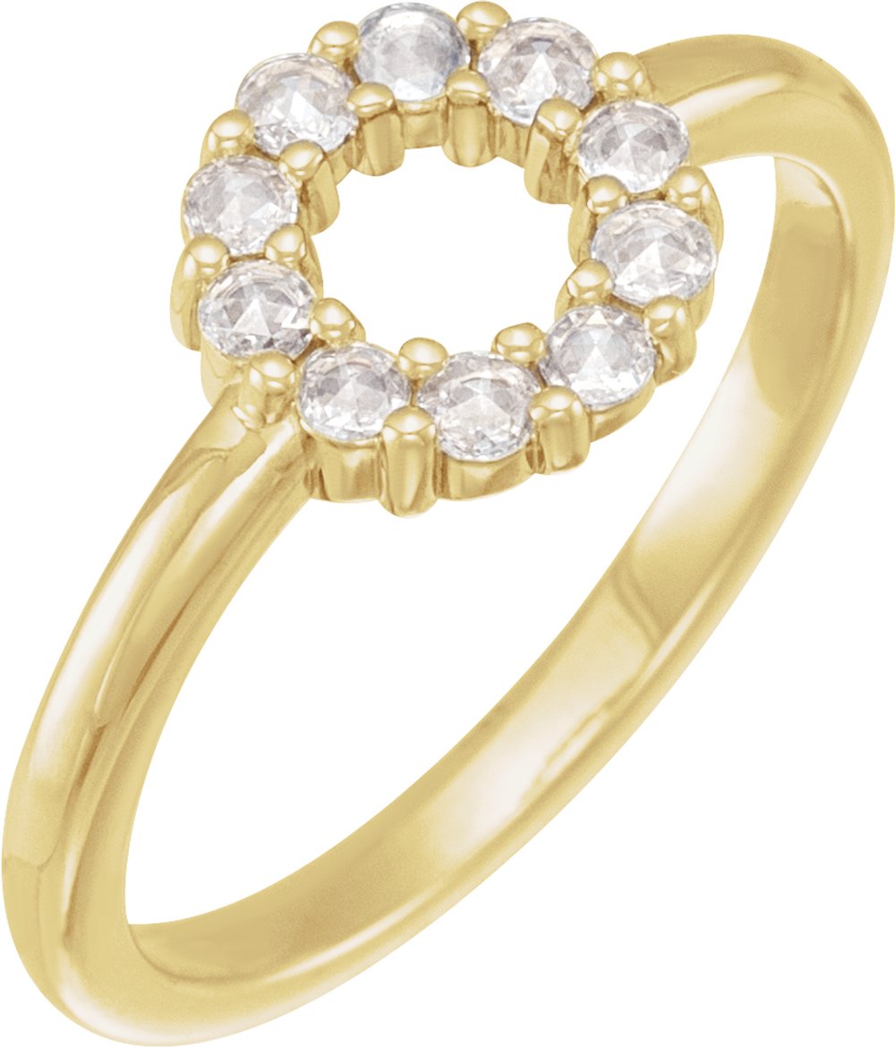14K Yellow Gold 1/5 CTW Natural Diamond Rose-Cut Halo-Style Ring
