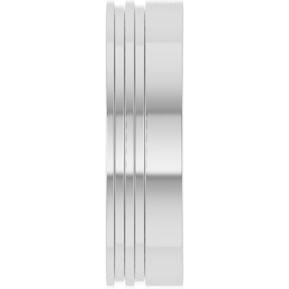 14K White Gold 6 mm Grooved Flat Band Size 10