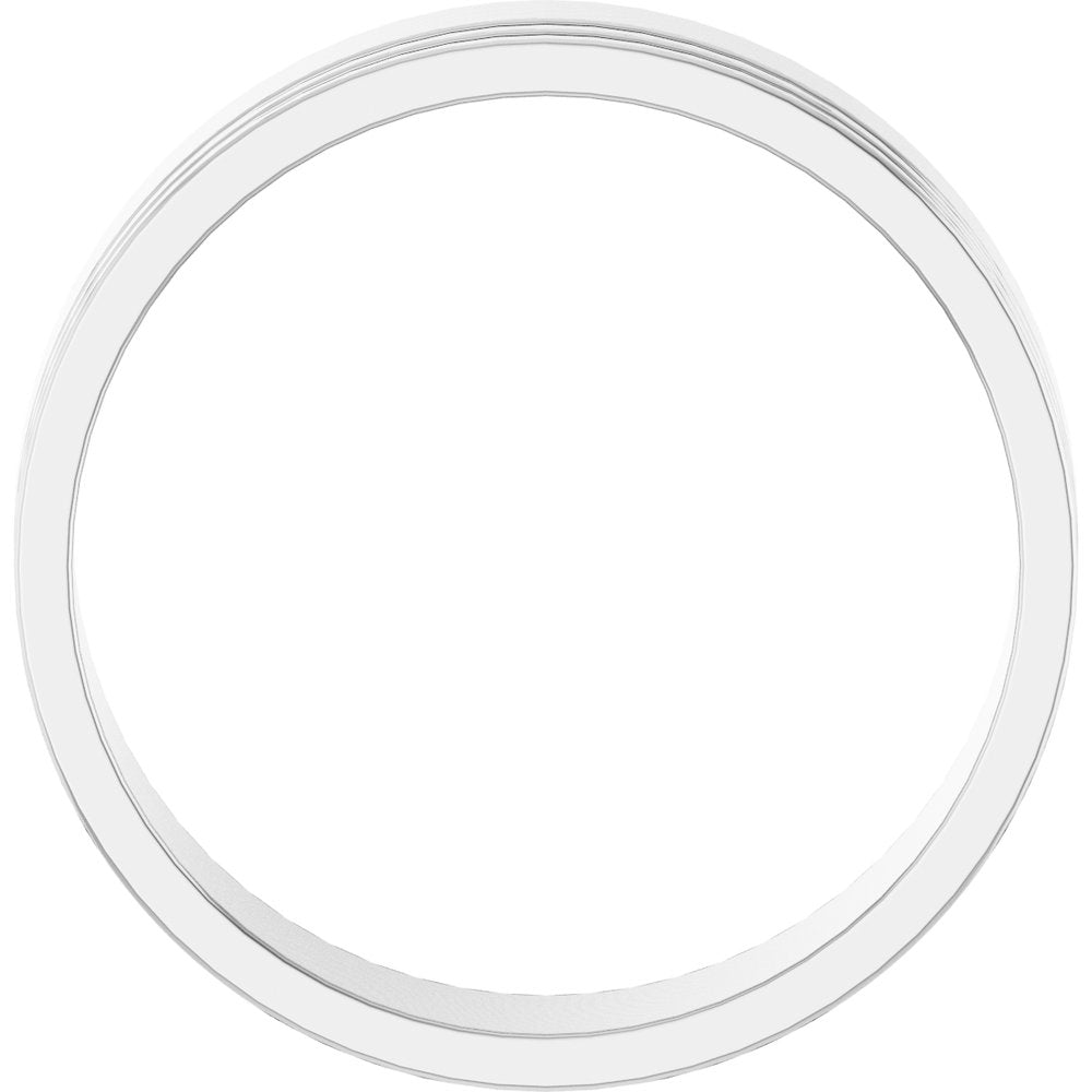 14K White Gold 6 mm Grooved Flat Band Size 10