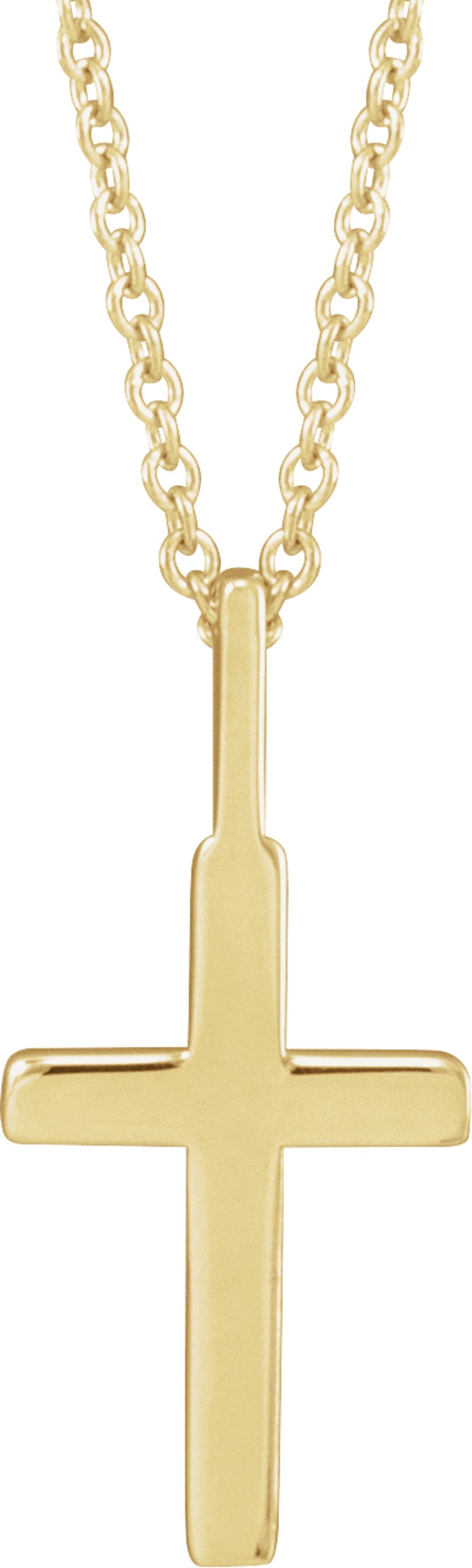 14K Yellow Gold Knife-Edge Cross 16-18" Necklace