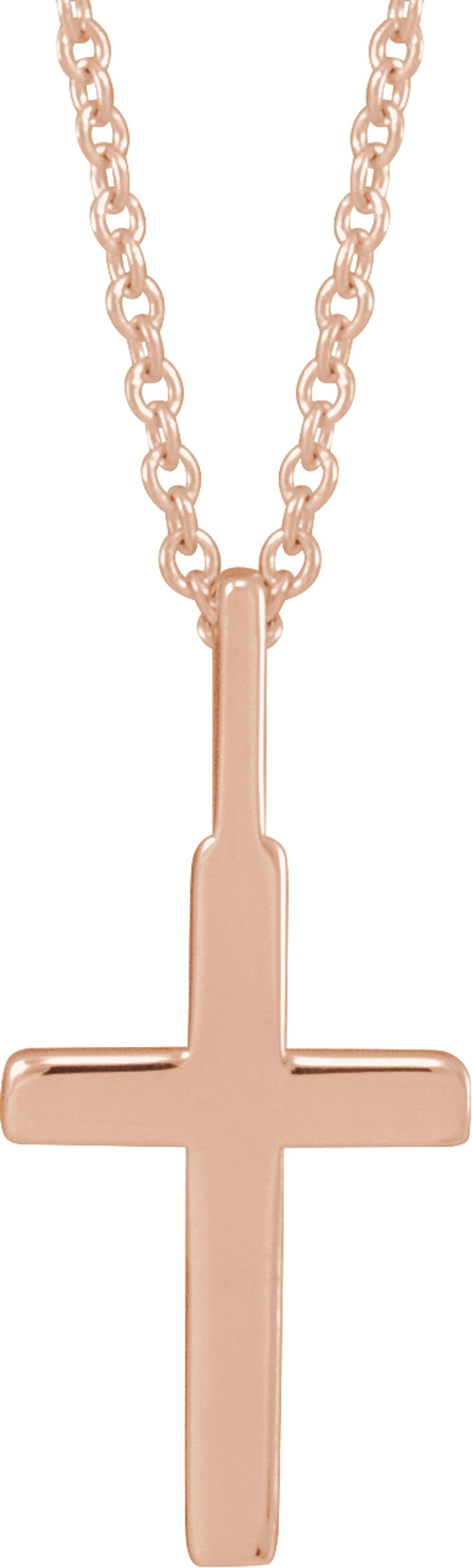 14K Rose Gold Knife-Edge Cross 16-18" Necklace