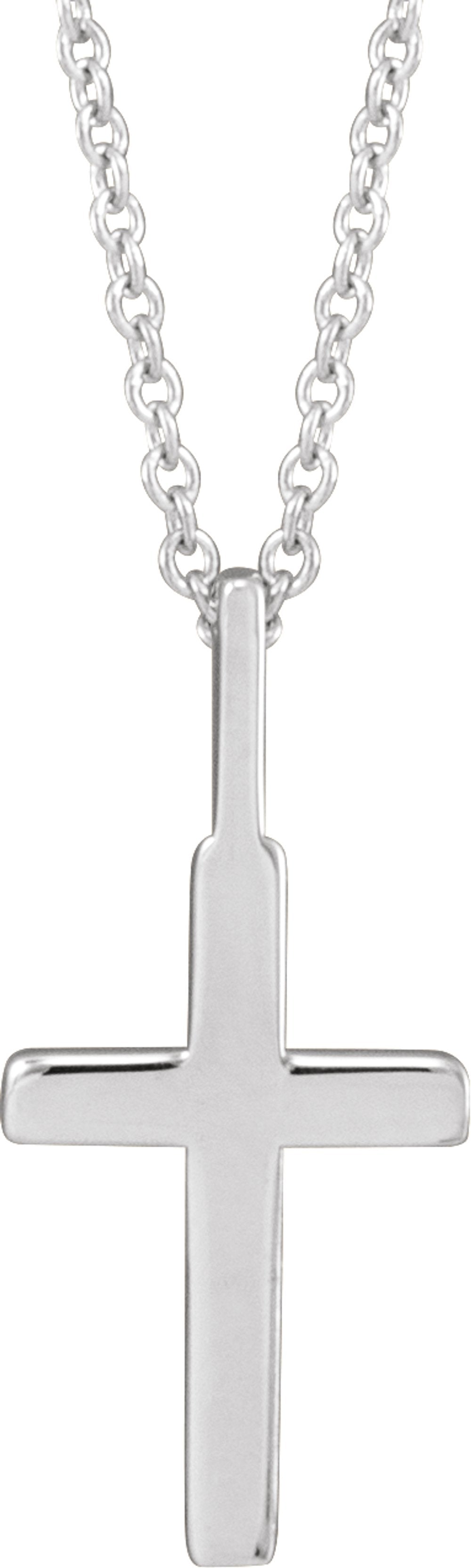 14K White Gold Knife-Edge Cross 16-18" Necklace
