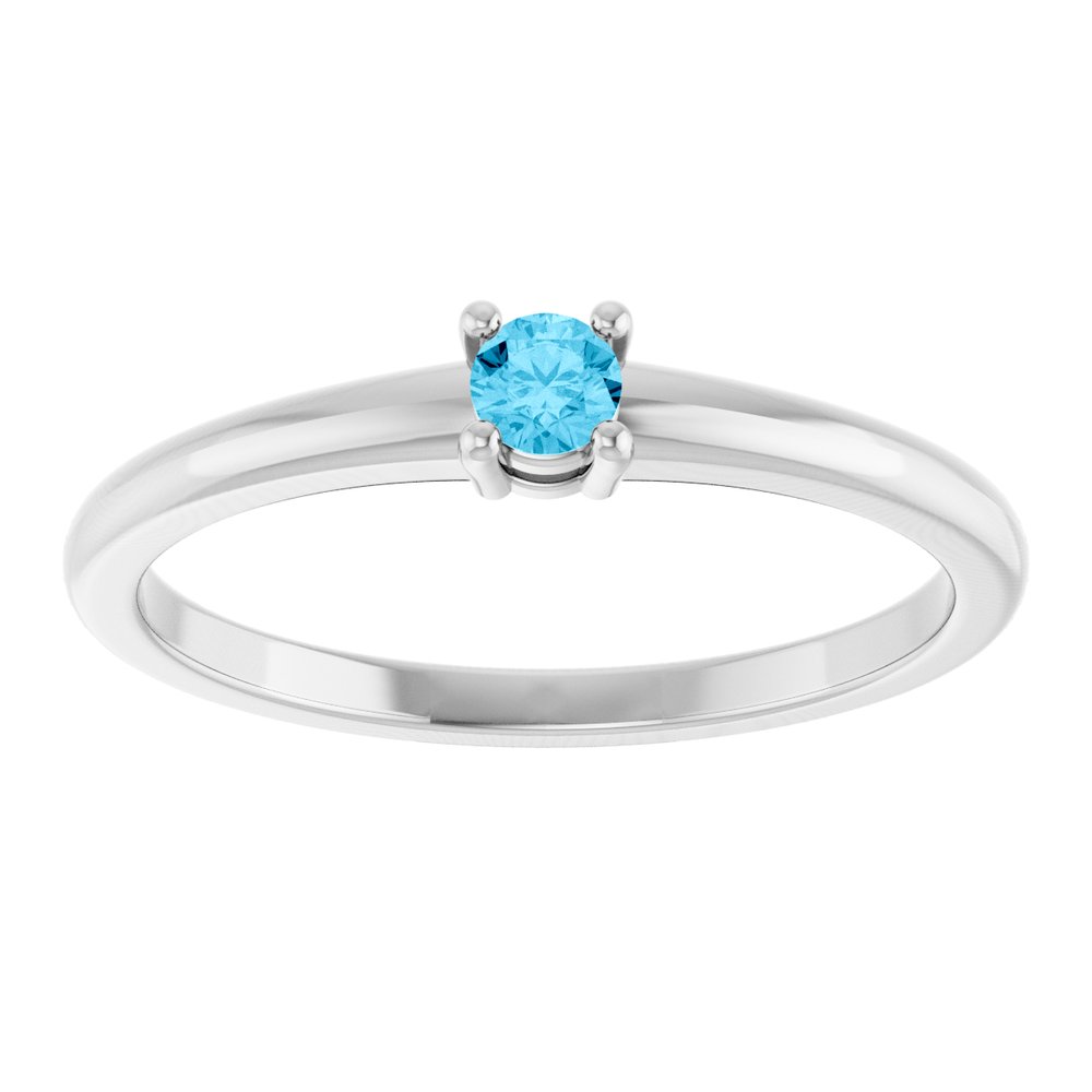 14K White Natural Aquamarine Ring