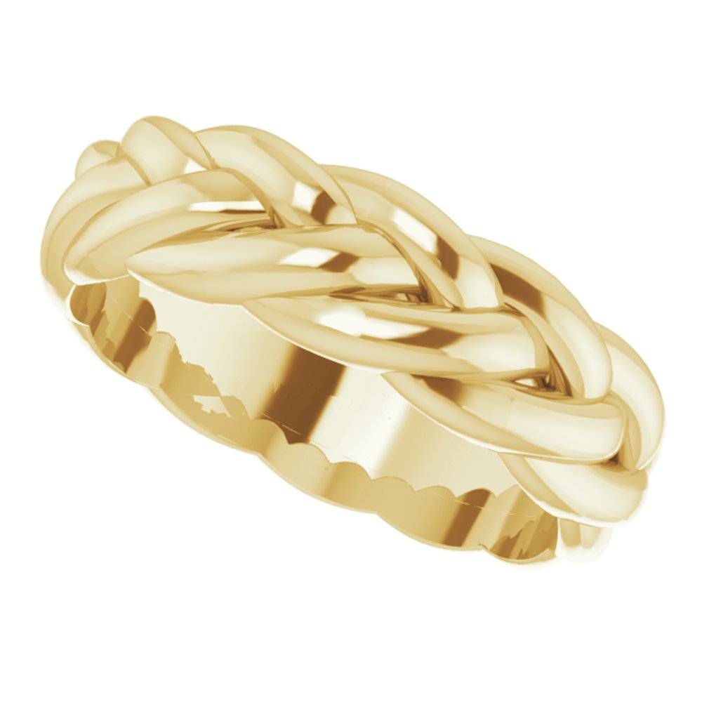 10K Yellow 6 mm Woven-Design Band Size 7.5
