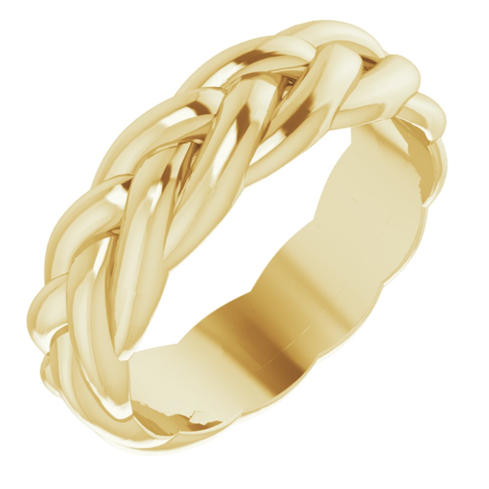 10K Yellow 6 mm Woven-Design Band Size 7.5