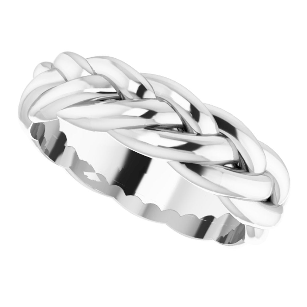 10K White Gold 6 mm Woven-Design Band Size 8.5