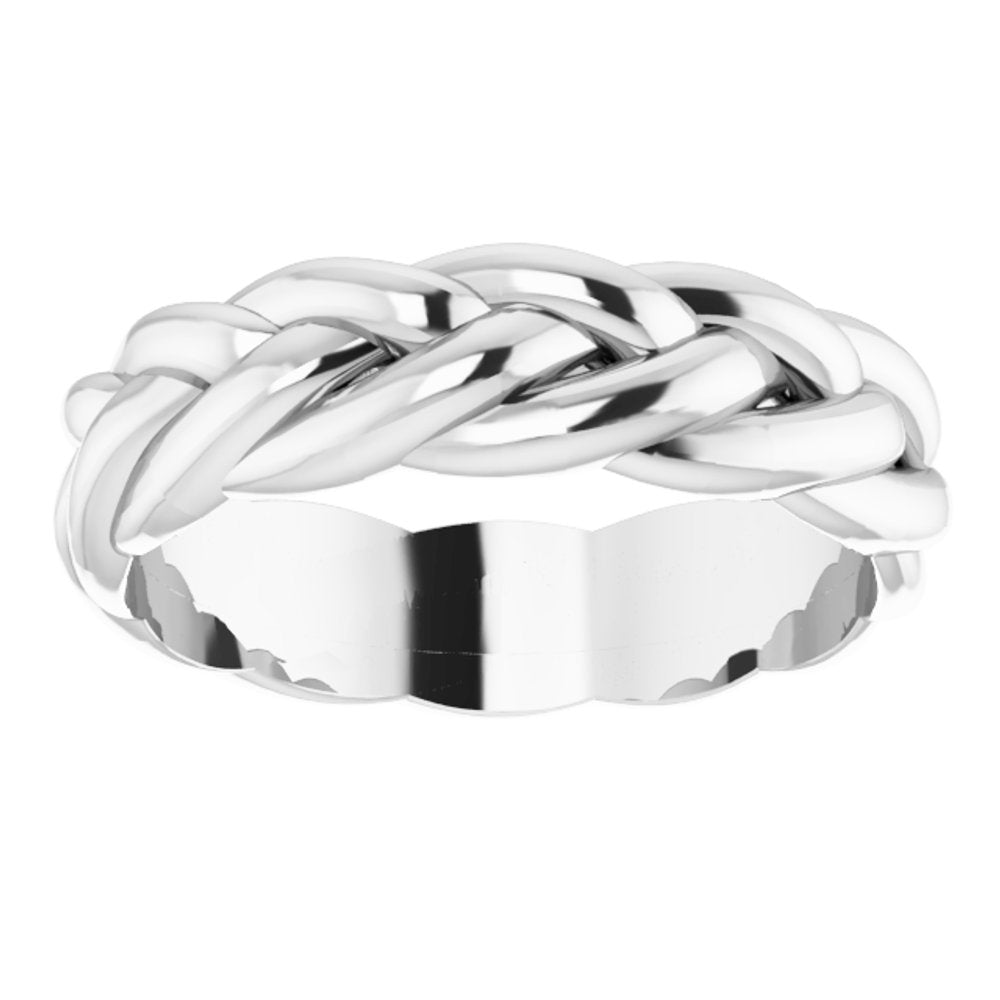 14K White Gold 6 mm Woven-Design Band Size 9.5