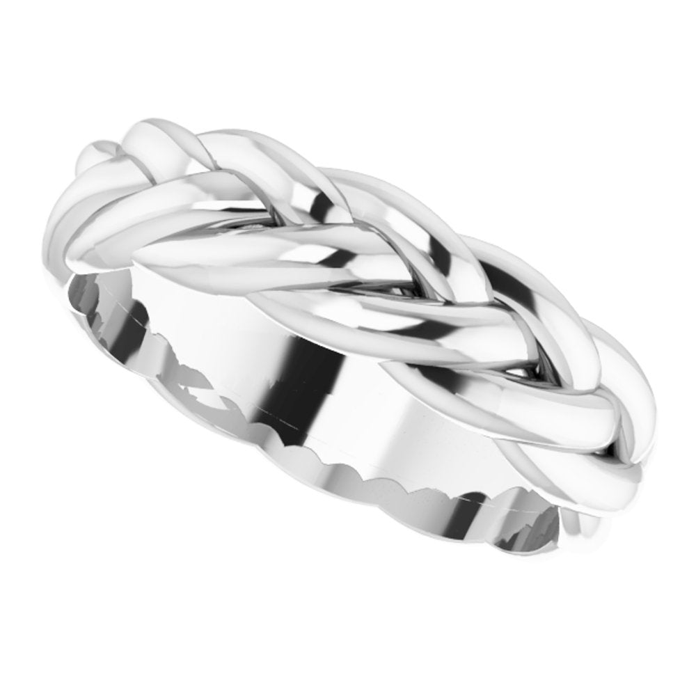 14K White Gold 6 mm Woven-Design Band Size 9.5