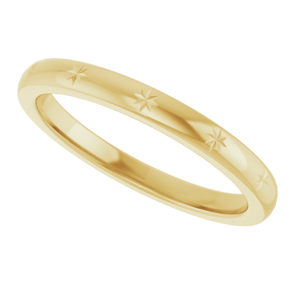 14K Yellow Gold 2.2 mm Celestial Flat Band Size 5