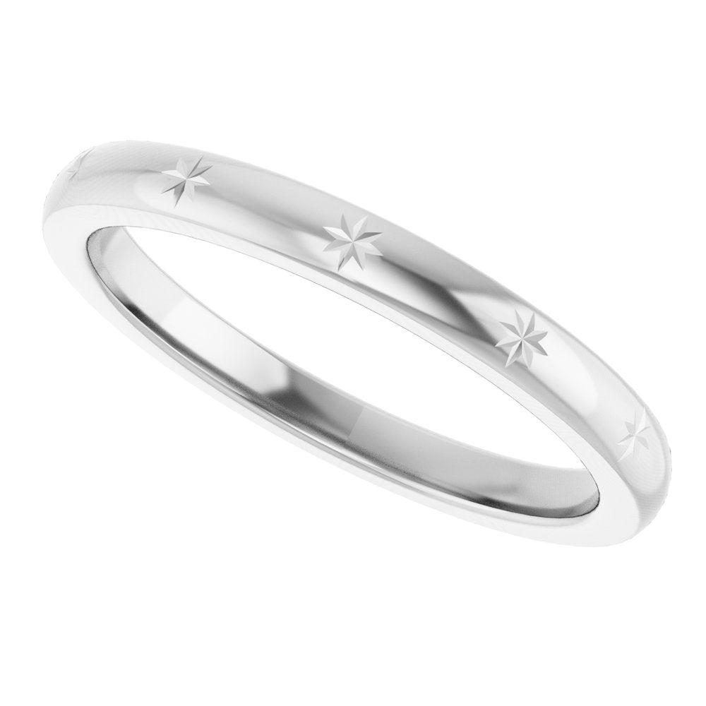 14K White Gold 2.2 mm Celestial Flat Band Size 7