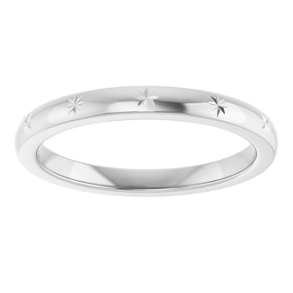 14K White Gold 2.2 mm Celestial Flat Band Size 7