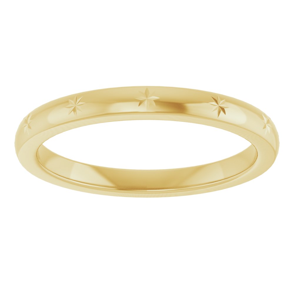 14K Yellow Gold 2.2 mm Celestial Flat Band Size 5