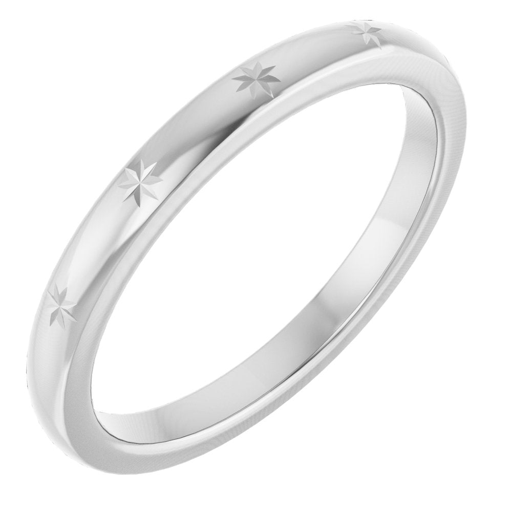 14K White Gold 2.2 mm Celestial Flat Band Size 7