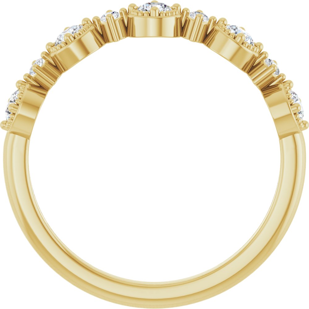 14K Yellow 1/3 CTW Natural Diamond Beaded Halo Anniversary Band