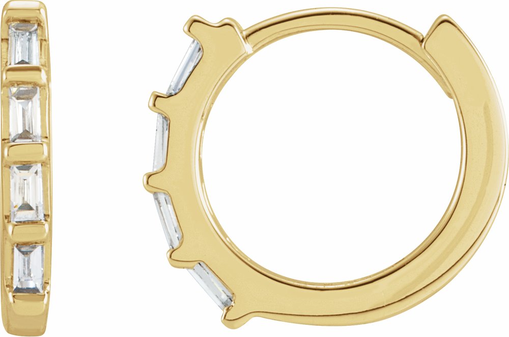 14K Yellow Gold 1/10 CTW Natural Diamond Huggie Earrings