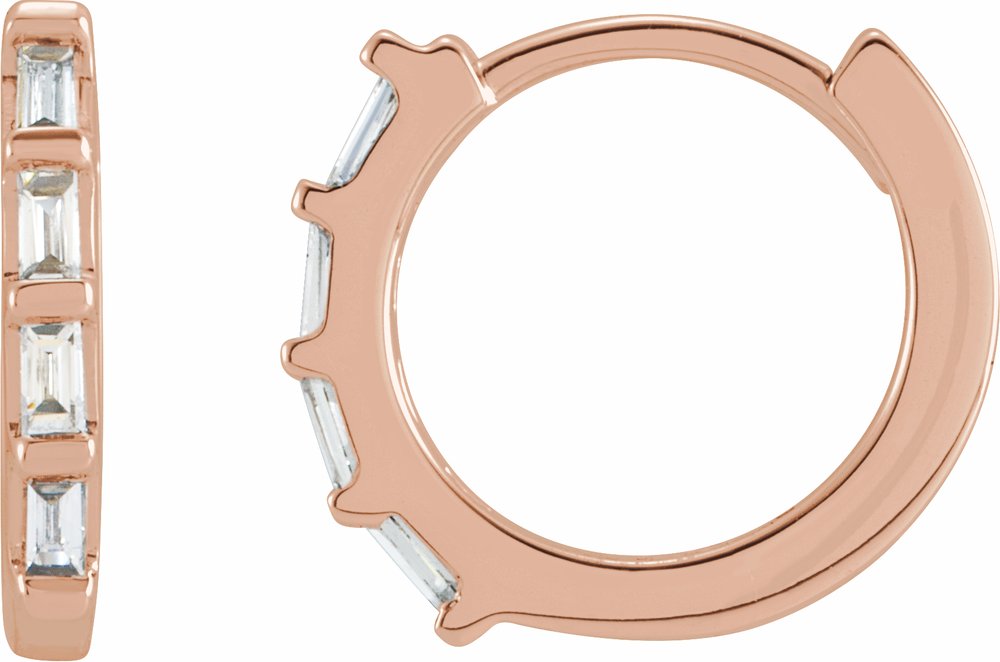 14K Rose Gold 1/10 CTW Natural Diamond Huggie Earrings