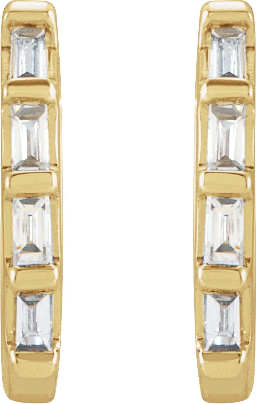 14K Yellow Gold 1/10 CTW Natural Diamond Huggie Earrings