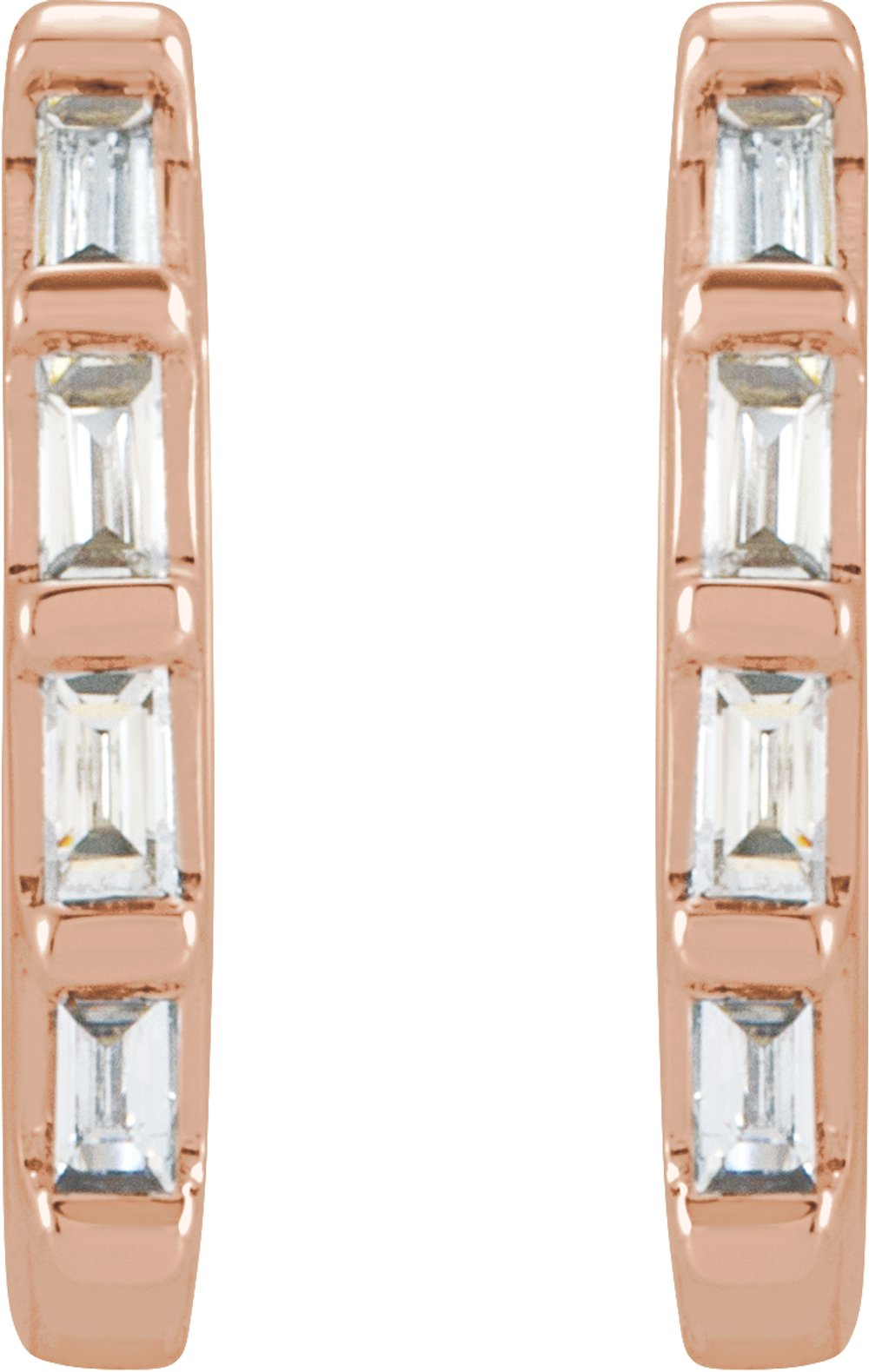 14K Rose Gold 1/10 CTW Natural Diamond Huggie Earrings