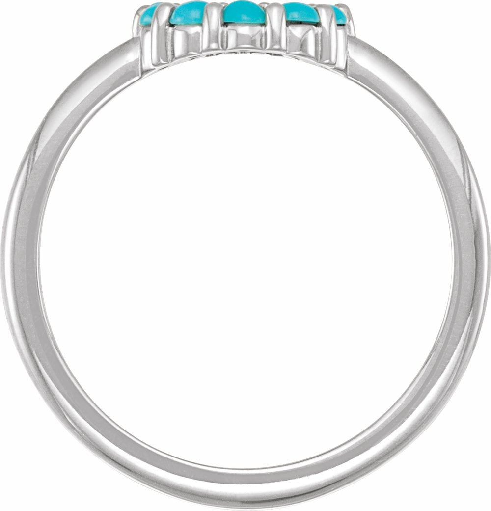 14K White Gold Natural Turquoise Cabochon Halo-Style Ring