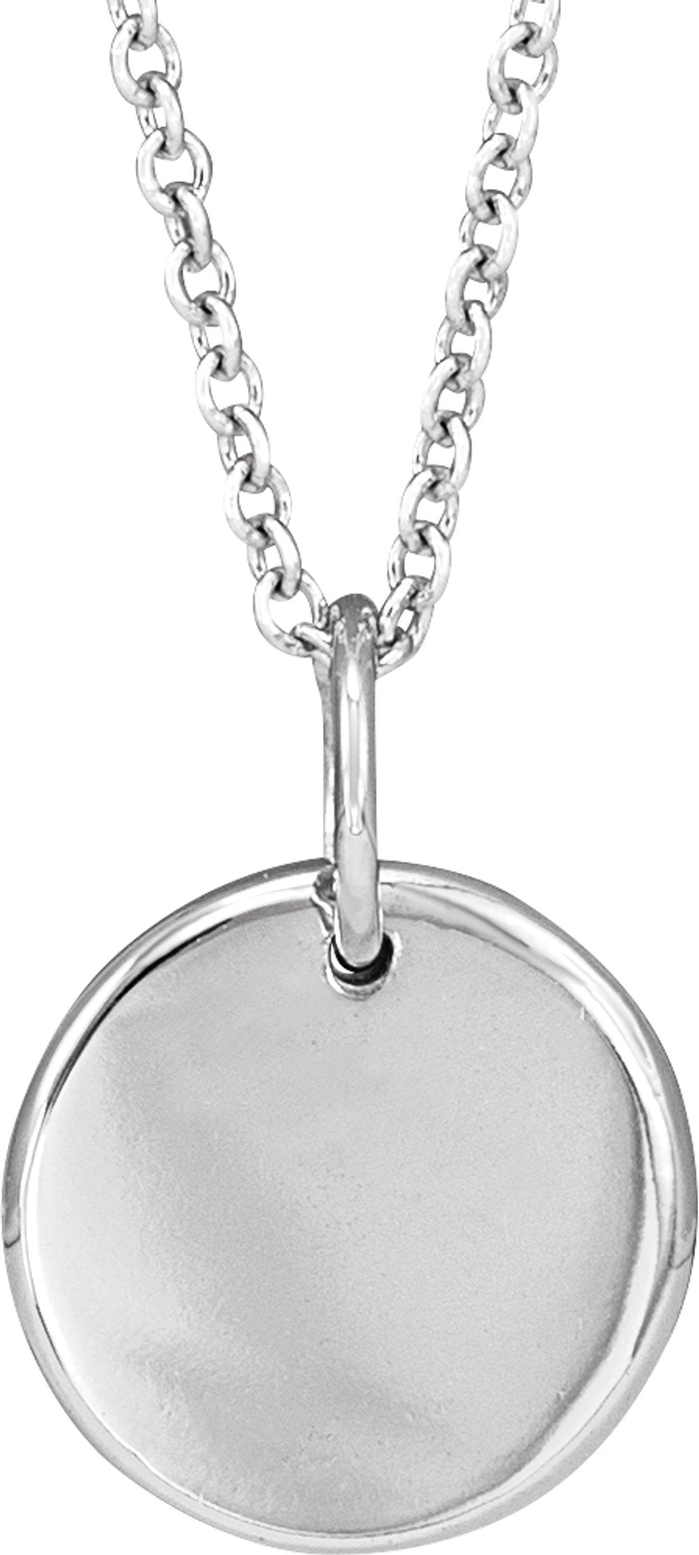14K White Gold Engravable .005 CT Natural Diamond 16-18" Necklace