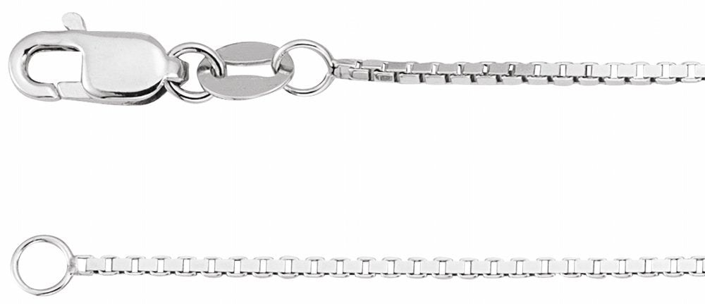 10K White Gold 1 mm Box 18" Chain