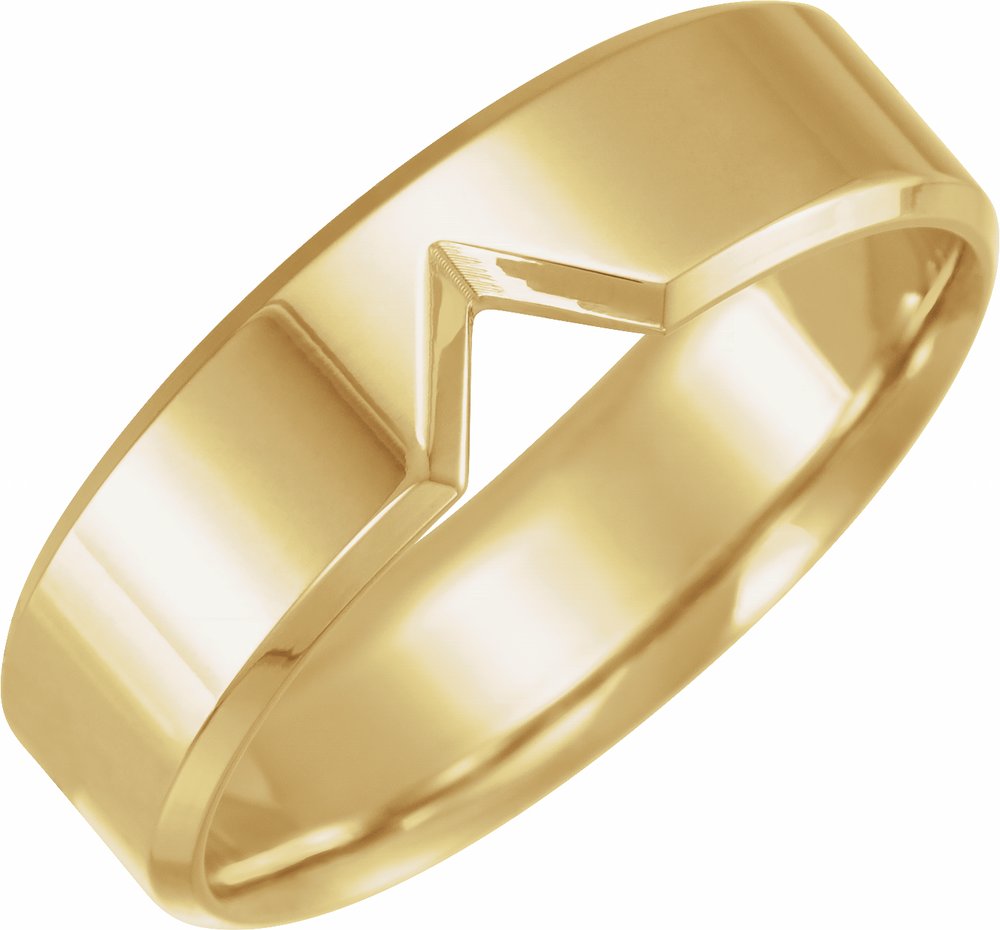 14K Yellow 6 mm Single Notched Comfort-Fit Band Size 7
