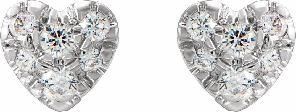 14K White 1/10 CTW Natural Diamond Heart Earrings