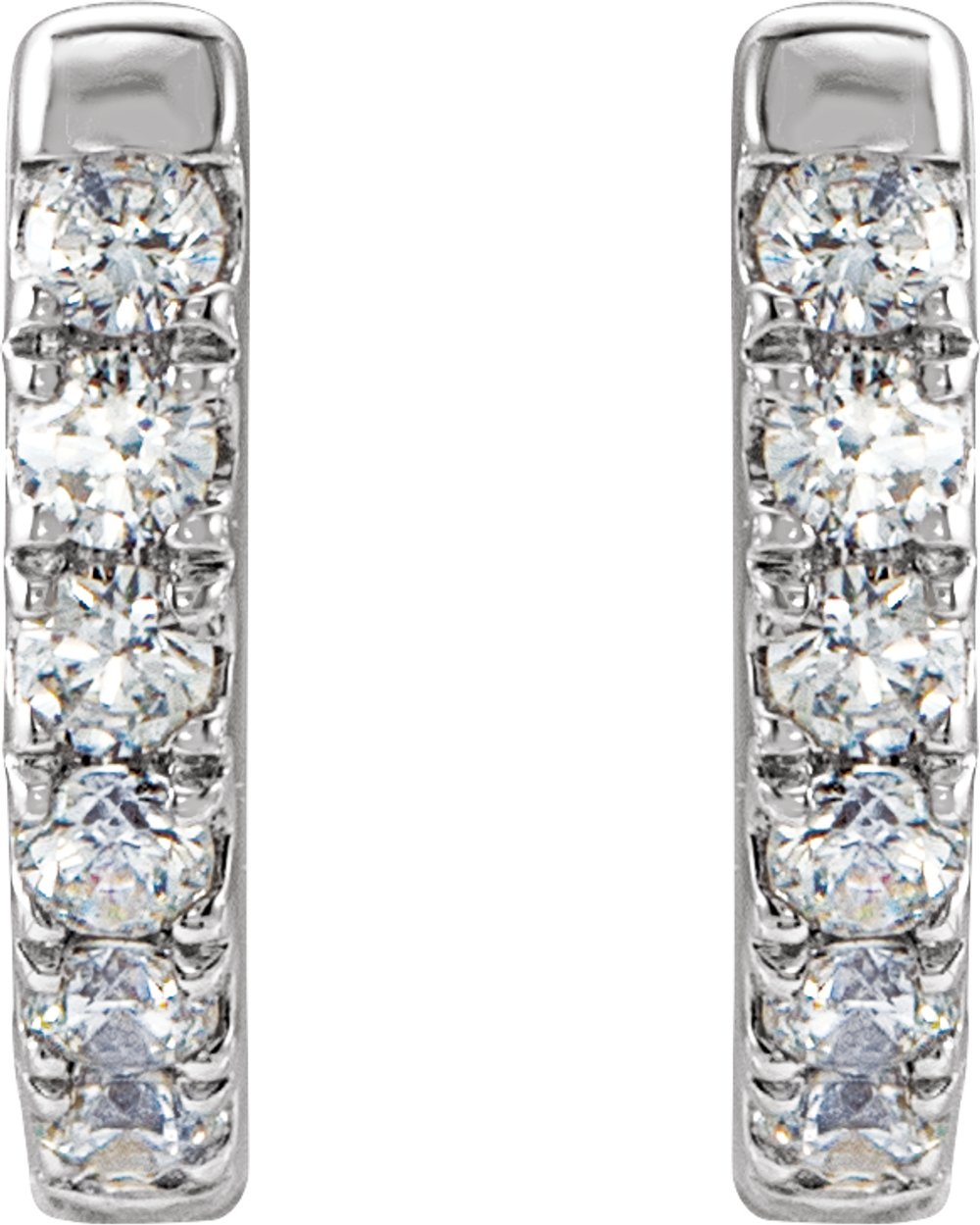 14K White Gold 1/8 CTW Natural Diamond Hoop Earrings