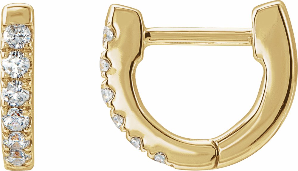 14K Yellow Gold 1/8 CTW Natural Diamond Hoop Earrings