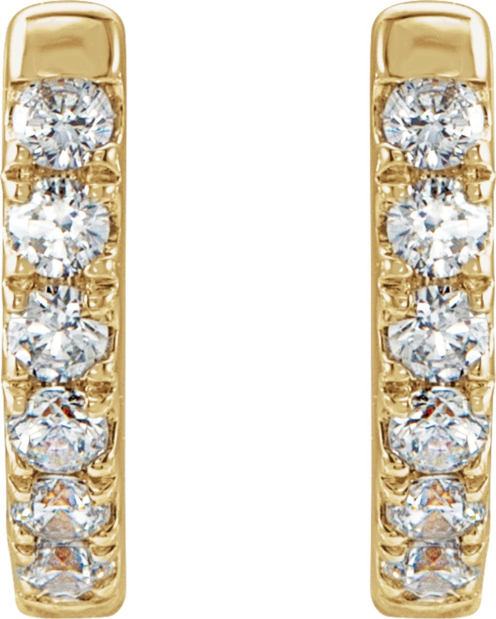 14K Yellow Gold 1/8 CTW Natural Diamond Hoop Earrings