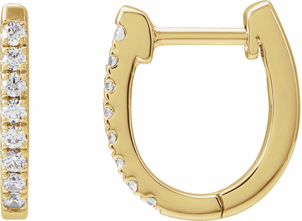 14K Yellow Gold 1/6 CTW Natural Diamond Hoop Earrings