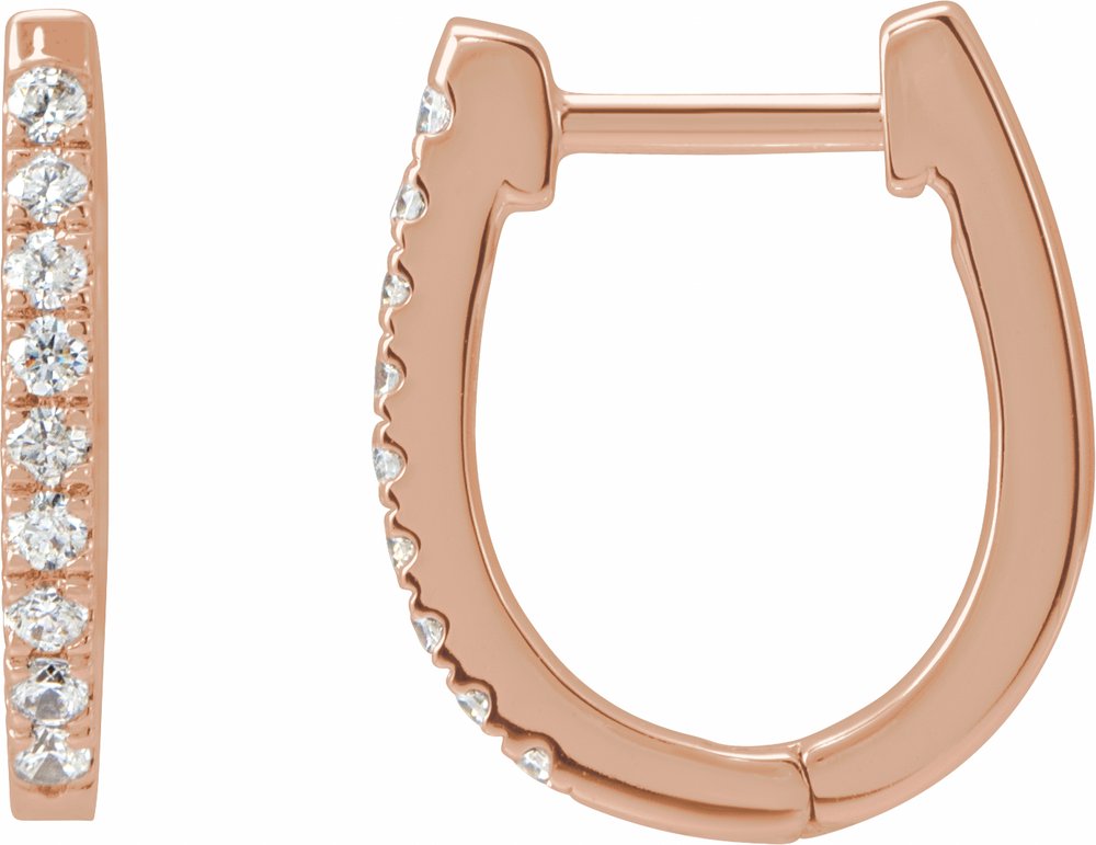 14K Rose Gold 1/5 CTW Natural Diamond Hoop Earrings