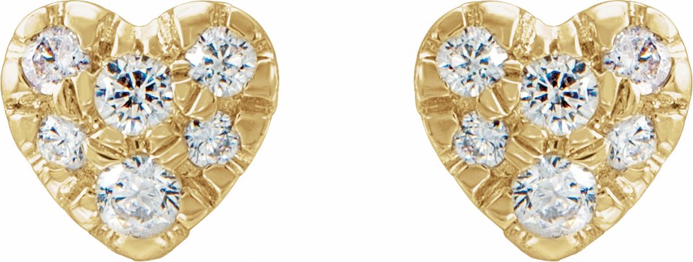 14K Yellow Gold 1/10 CTW Natural Diamond Heart Earrings