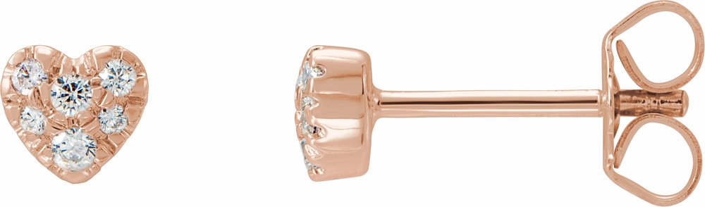 14K Rose Gold 1/10 CTW Natural Diamond Heart Earrings