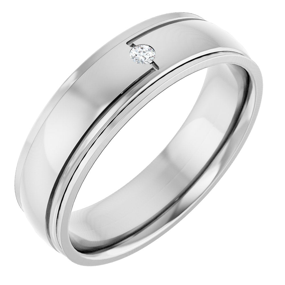 14K White .03 CT Natural Diamond Band Size 10