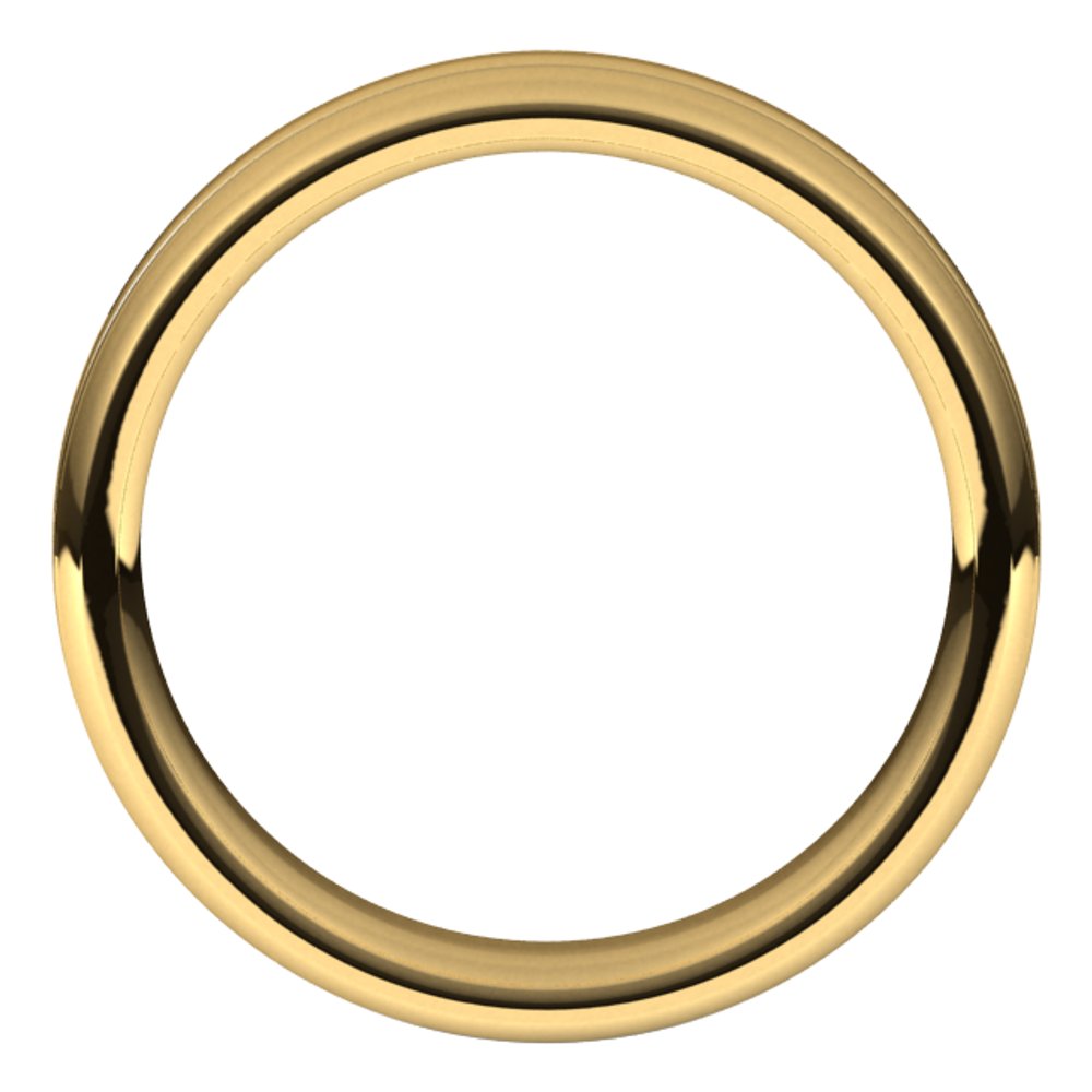 14K Yellow Gold 5 mm Beveled-Edge Grooved Comfort-Fit Half Round Band Size 10