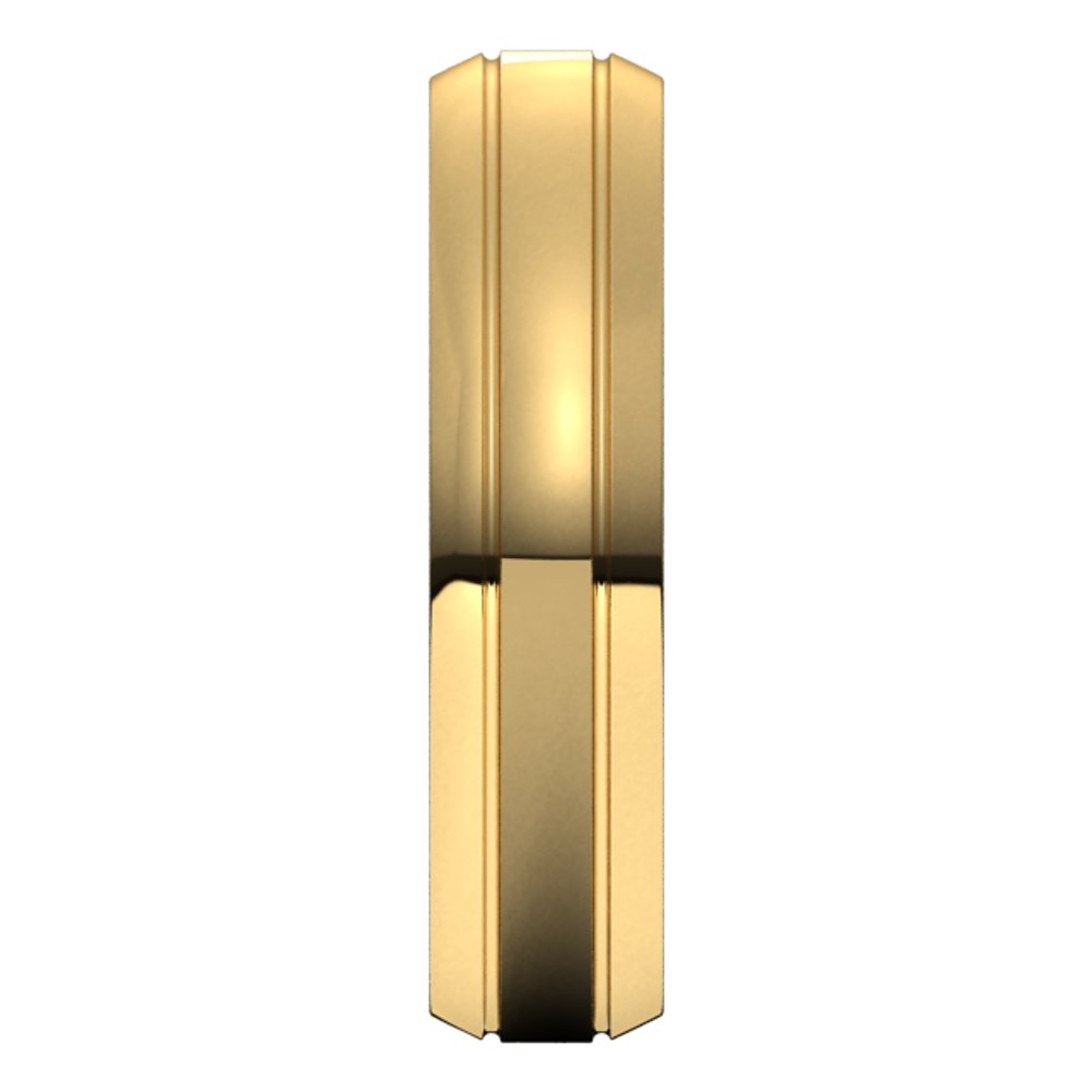 14K Yellow Gold 5 mm Beveled-Edge Grooved Comfort-Fit Half Round Band Size 10